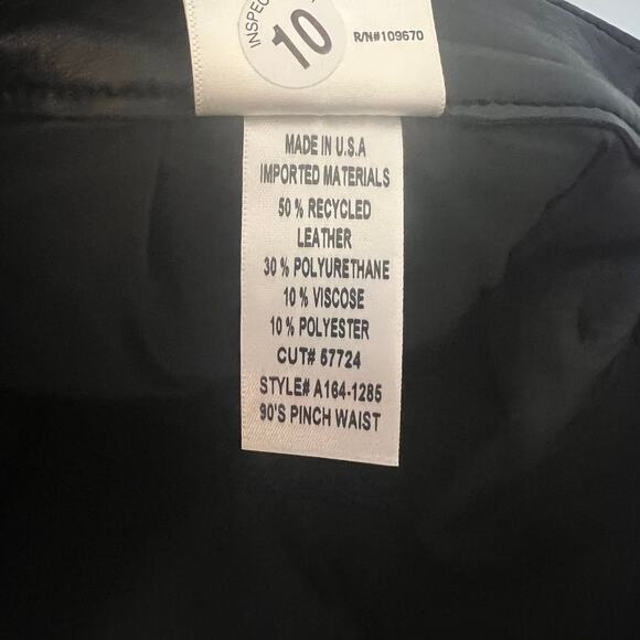 AGOLDE 90`s Pinch Waist Recycled Leather Straight Leg Black Womens Size 28 - Picture 16 of 16